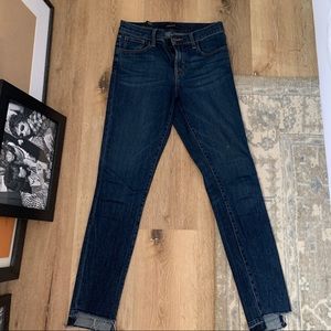 J Brand ankle crop dark blue jeans